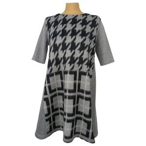 Marella Sport Wool Blend Houndstooth Geometric A-Line Dress L